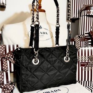Prada🌟 Black Quilted Shoulder Bag with Chain Strap! Rare and Beautiful!